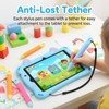 Qianyu 3 Pack Kid-Friendly Stylus Pen with Tether Anti-Rolling Tablet