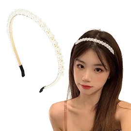 White Pearl Headbands for Women Girls Faux Pearls Headband Bride Bridesmaids Hair Hoop for Wedding Party Hairbands Pearl Hair Accessories for Women Cute Pearl Head Bands
