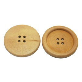 Amanaote Wood Button Round 35mm Diameter with 4 Holes for Craft Sewing Pack of 10