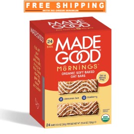 MadeGood Mornings Organic Soft Baked Oat Bars, Variety Pack, 24 ct.