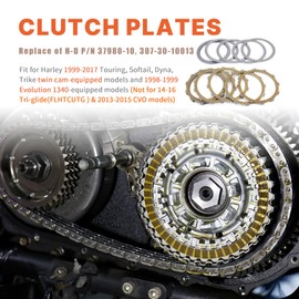 Twin Cam Extra Clutch Friction Steel Plates 19pcs Clutch Kit Compatible with Harley 1999-2017 Softail Dyna Touring Trike Models,1998-1999 Evolution 1340