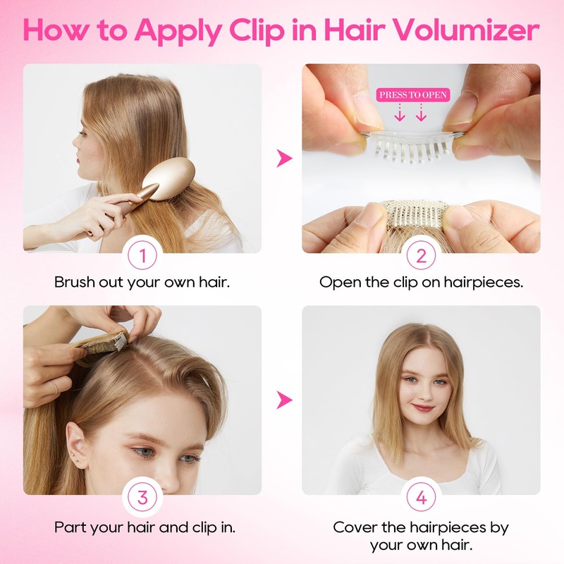 REECHO Clip in Hair Volumizer, 2PCS 8 inch Short Thick