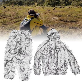 Snow Wild Ghillie Suit, Ghillie Suit 3D Leafy Camo Hunting Suits for Men, Leaf Camouflage Hunting Suits for Hunting, Wildlife Photography, White