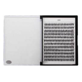 Bodermincer Black Cluster Lashes 240pcs 20D/40D DIY Eyelash Extension D Curl Long Individual Lashes Mixed Tray Faux Mink Lash Clusters Extensions 8-22mm (20D-12mm)
