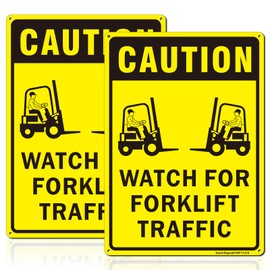 Caution Watch for Forklift Traffic Sign, 2Pack Forklift Signs, 14"x10" Forklift Traffic Sign, Engineer Grade Rust Free Reflective Aluminum, Fade Resistant, Weatherproof, UV Protected, Easy to Mount