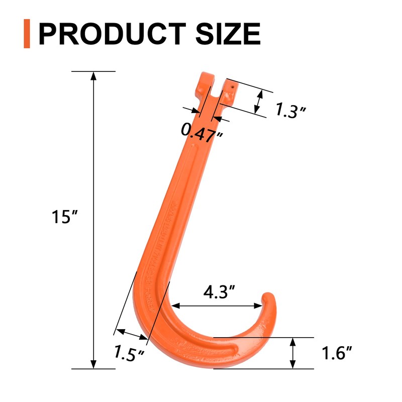Leero 2 Pack G80 15 Inch J Hook Heavy Duty