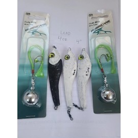 hurricane Lot of 5- Drail Trolling Weights 4oz & Hurricane Fluke Mine 2oz Fishing Lures