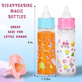 Exquisite Buggy - Botellas mágicas My Sweet Baby Disappearing, incluyen 1 botella de leche y 1 botella de jugo con chupete para muñeca