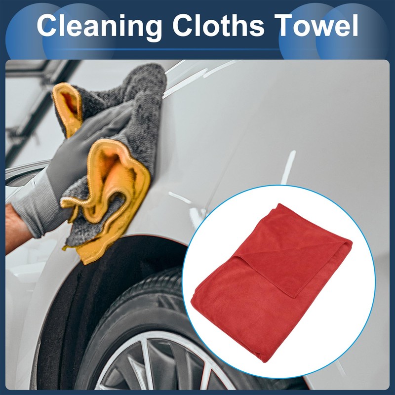 INFINAUTO Cleaning Cloths Towel,Car Drying Plush Cloth Absorbent Microfiber Red,1pcs