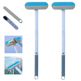 2-Pack Multi-Functional Pet Hair Remover Brush, Cat and Dog Hair Removal with 60cm Extendable Handle (Extends up to 92cm), For Carpets, Sofa, Bedsheets, Clothing, Glass & Window Screens