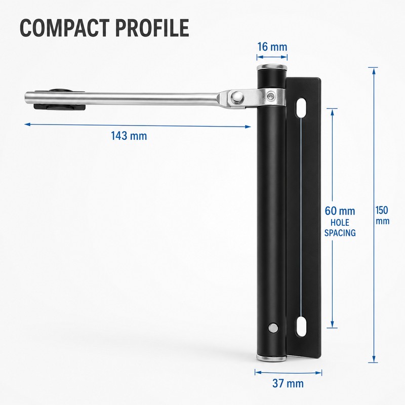 Adjustable Zinc Alloy Automatic Door Closer with Arm & Screws