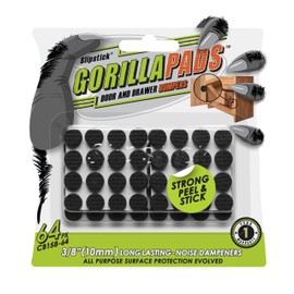 Slipstick GorillaPads Premium Cabinet Door Bumpers 3/8” Round Non Slip Pads, Cabinet Stoppers, Bumpers for Drawers, Cupboards, Cutting Boards, Glass Tops, Picture Frames, Furniture, 64 Gripper Dots