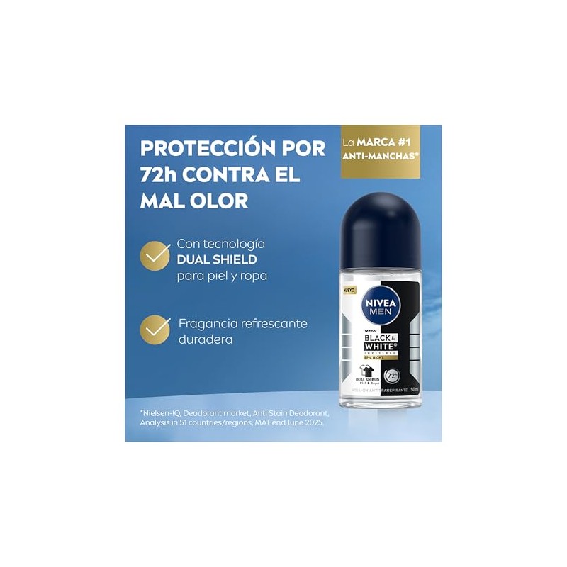NIVEA MEN Desodorante Black & White Epic Night Roll-on 50ml