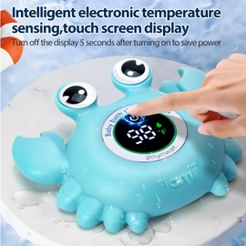 Baby Bath Thermometer,Newborn Swimming Safety Toy Thermometer,Bathtub Water Thermometer,Large Eyed Crab Toy Floating Water Temperature Gauge Baby Temperature Warning,Infant Bath Thermometer