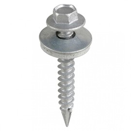 Timco - Metal Construction Thin Sheet Metal to Timber Screws - Hex - EPDM Washer - Slash Point - Exterior - Silver Organic (Size 6.3 x 25-100 Pieces)