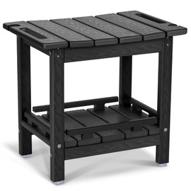 nalone Shower Bench, HDPE Shower Benches for Inside Shower, Small Shower Chair Seat for Shaving Legs with Storage Shelf & Handles, Indoor and Outdoor Use (Black)