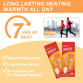 Insole Foot Warmers - Long Lasting Ultra Thin Foot Warmers Disposable for Men Women, Insole Warmers for Feet, Air Activated Heated Insoles, Up to 7 Hours of Heat, S, 10 Pair