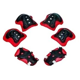 grepo Bicycle Supporter Protector Strider Kids 6 Piece Set Roller Skate Board Skateboard Bike Bicycle Red