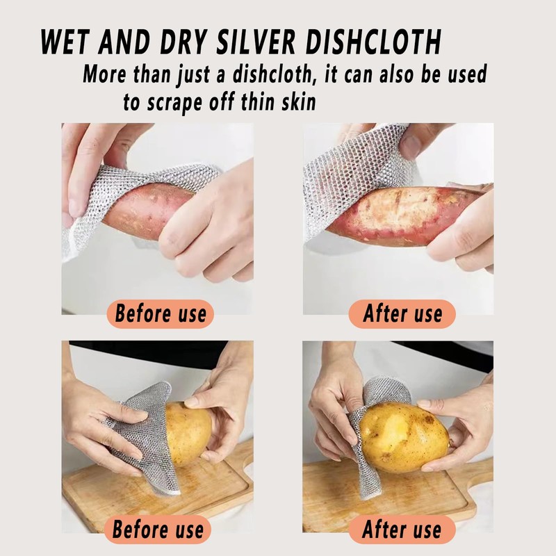 10 Pcs Multipurpose Non Scratch Scrubbing Wire Dishwashing Rags,Reusable Kitchen
