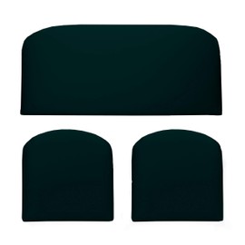 RSH DECOR Indoor ~ Outdoor Solid Black 3 Piece Cushion Set - Foam Loveseat Settee & 2 Matching U-Shape Chair Cushions ~ (41" x 19" x 3" & 19" x 19" x 3")