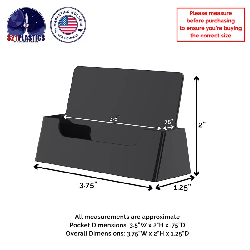 Marketing Holders 10 Pack Black Business Card Holder Countertop Horizontal