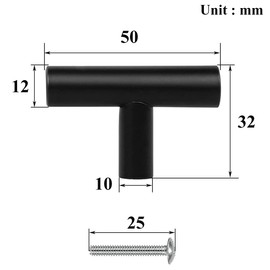 Drenky Furniture Knobs, Black, Pack of 10 Cabinet Knobs, Stainless Steel with Screw, Vintage Cabinet Handles for Drawer, Dresser, Furniture, Kitchen, Home Decoration