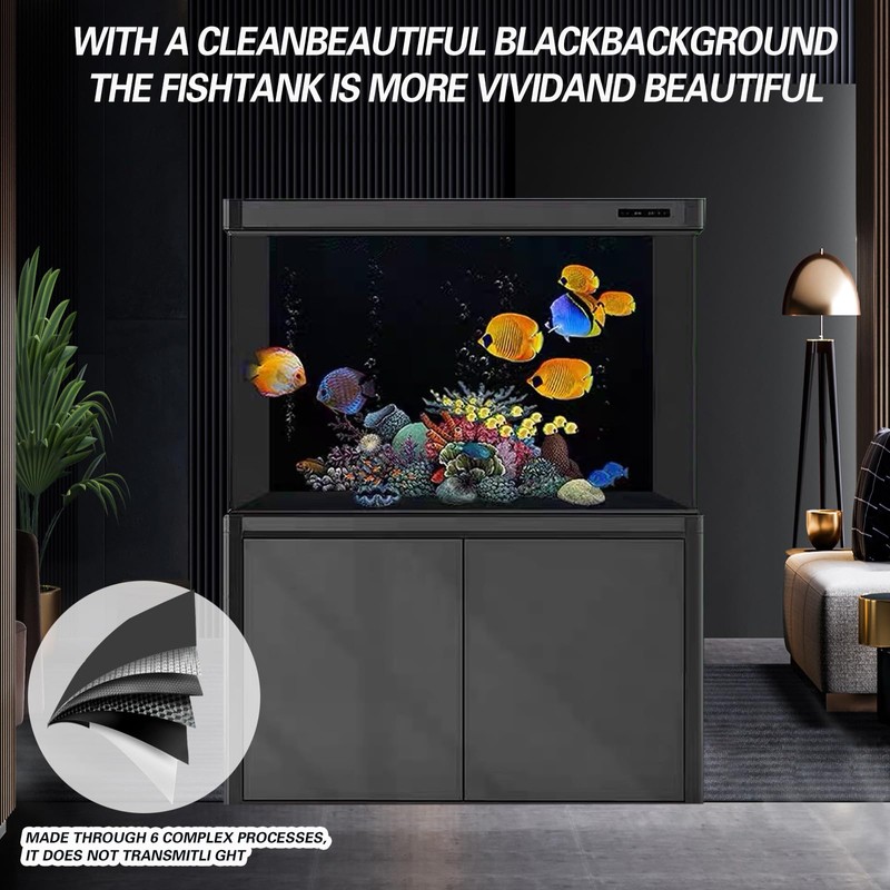 Fish Tank Aquarium Background - Black, Electrostatic Adhesion, Glue-Free, Easy