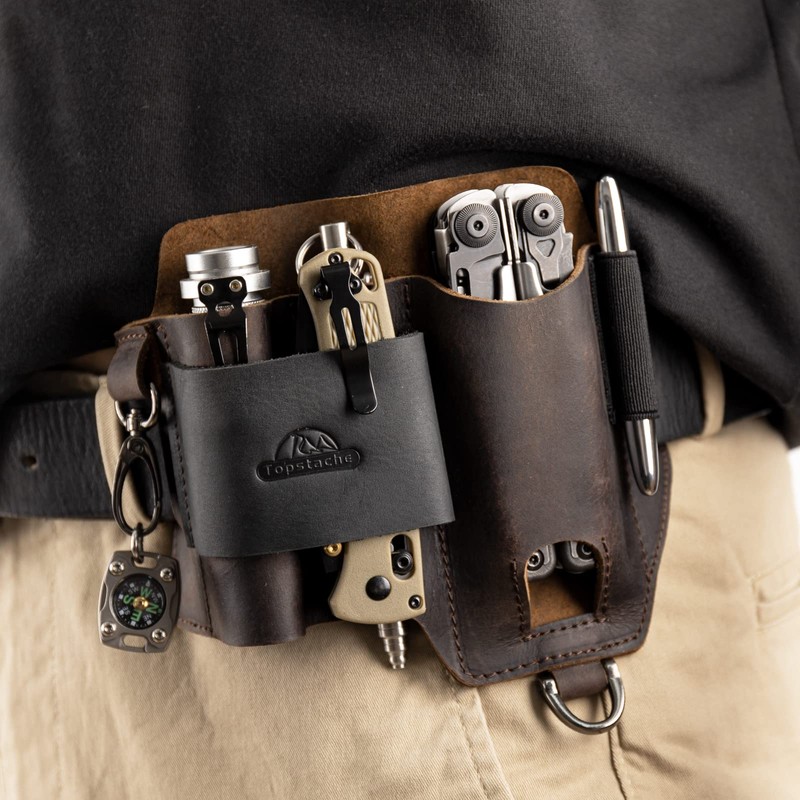 Topstache Leather Multitool Sheath,EDC Belt Organizer for Work and Daily