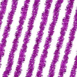 Rocking Party Luxury Thin Metallic Christmas Tinsel Decoration (8 meters, Hot Pink)