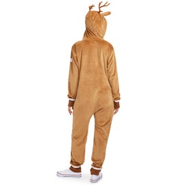 Tipsy Elves' Women's Rudolph The Rednosed Reindeer Jumpsuit - Cute Brown Rudolf Holiday Animal Onesie Size Small