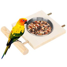 Comedero para pájaros Comedero para pájaros Plato de comida para pájaros Copas de gallinero de acero inoxidable Comederos para colgar loros con soporte Comedero para jaulas