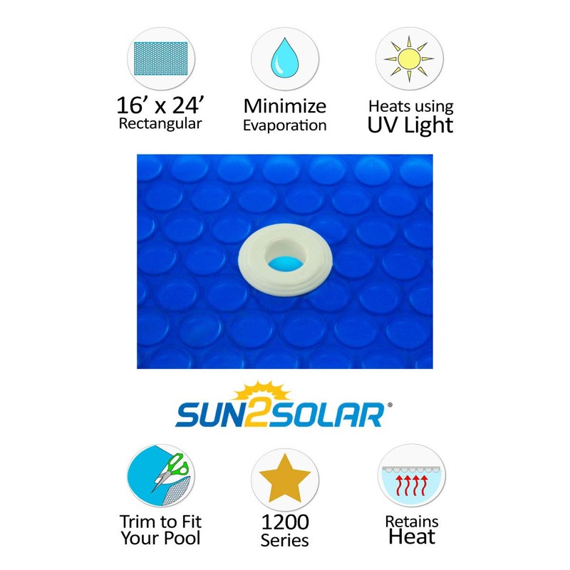 Sun2Solar Blue 16-Foot-by-24-Foot Rectangle Solar Cover Heat Retaining Blanket |