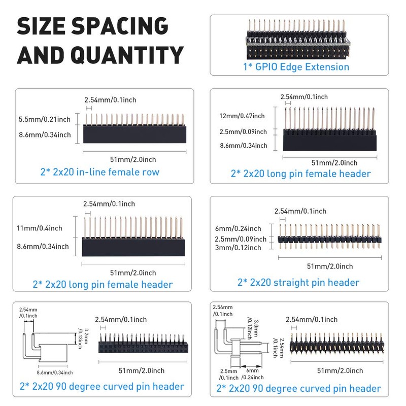 GeeekPi 2x20 40 Pin Stacking Female Header Kit for Raspberry