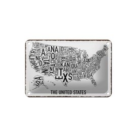 Blechschild 18 x 12 cm The United States Map Karte - DekoNo7