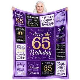 65th Birthday Gifts for Women Unique, Happy 65th Birthday Gifts for Women Ideas, 65 Year Old Birthday Decorations Gifts for Women, Best Gifts for 65 Year Old Women, 65th Birthday Gifts Blanket 60"x80"