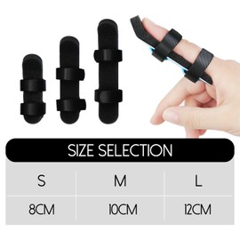 Kecartu Metal Finger Splints with Soft Foam and Strap,3-Size Pack Black