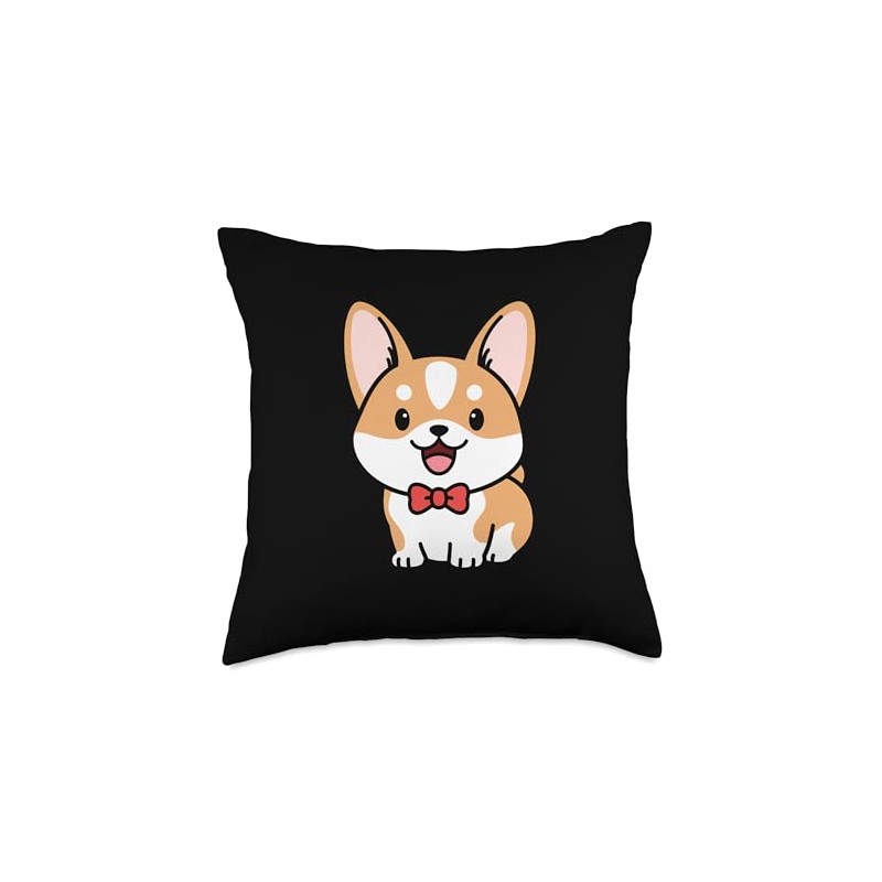 Cute Corgi Dog Kawaii Bow Tie Mom Dad Kids Throw