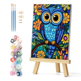 Natuyalo Framed Paint by Numbers Kit for Adults Beginners, Owl Easy Paint by Number with Frame, Animals Acrylic Paint by Number Kits on Canvas 12x16 Inch