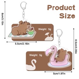 FLYEMMET Couple Keychains Funny Capybara Keychain Acrylic Pendant Keyring Long Distance Friendship Backpack Ornament Gift for Men Women