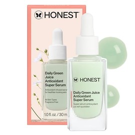 Honest Beauty Daily Green Juice - Super suero antioxidante que mejora la textura del tono de la piel, suave para pieles sensibles, vegano sin fragancia, 1 onza líquida