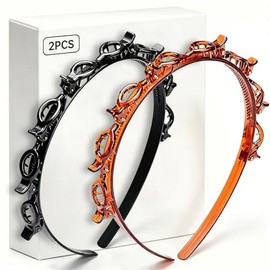 2 piezas de diadema con flequillo para el cabello, clip de flequillo profesional, herramienta de trenza con dientes, accesorios de cabello de moda par