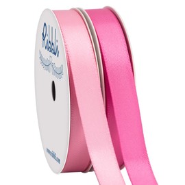 Ribbli 2 Rolls Satin Pink & Hot Pink Craft Ribbon,Total 20 Yards,(Pink 1/2-Inch x 10-Yard,Hot Pink 1/2-Inch x 10-Yard)