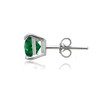 Sterling Silver Created Emerald 7mm Square Stud Earrings