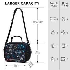 Glaphy Video Game Lunch Bag Insulated Lunch Box Cooler Cooling Tote Food Container for Adults Men Women