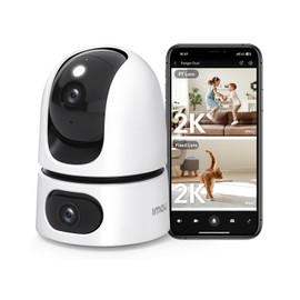Imou Dual-Lens 2K+2K Indoor Security Camera, House Security Camera 360°Full Coverage, Pet Baby Camera with APP, Color Night Vision, Human/Pet/Sound/Motion Detection, Siren Spotlight, 2.4GHz Only