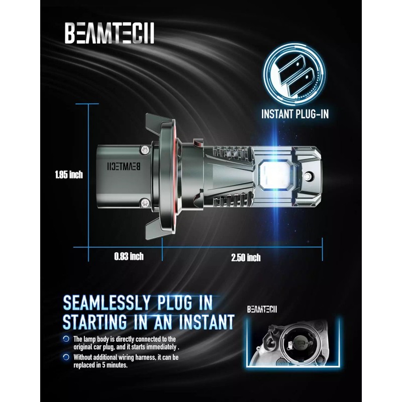 Beamtech H13/9008 LED Fog Light Bulbs 100W 20000 Lumens 6500K