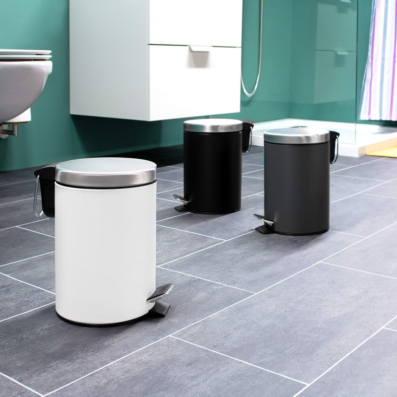 bremermann Pedal Bin with Automatic Lowering Mechanism, 3 L (White)