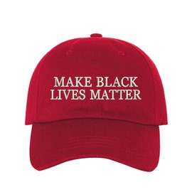 DSY Lifestyle Make Black Lives Matter Unisex Baseball Hat - BLM Hat, Activist Hat, Social Justice Baseball Cap (RED)