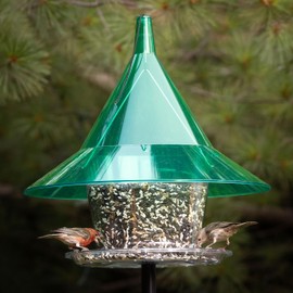 Sky Cafe - Squirrel Proof Bird Feeder for Outside - Large, 17 in. Diameter, 1.5 Gallon Birdseed Capacity - Made in USA by Arundale (Emerald Green) - Free Mug