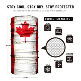 Tubular Face Mask, Tubular Bandana Canada Flag Design, Breathable Fabric, 100% Polyester Microfiber Face Protection with SPF 40 for Men and Women – Fast Mask